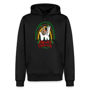 Lama et paresseux de Noël - Sweat à capuche Premium bio Homme - noir - Devant - Nico (187cm)