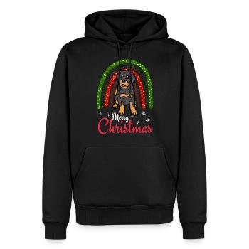 Weihnachten Süßer Rottweiler Liebhaber Kawaii - Männer Premium Bio Hoodie - Schwarz - Vorne - Nico (187cm)