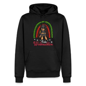 Weihnachten Süßer Rottweiler Liebhaber Kawaii - Männer Premium Bio Hoodie - Schwarz - Vorne - Nico (187cm)