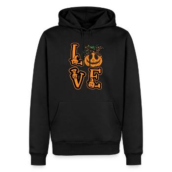 Maman Halloween Love Citrouille - Sweat à capuche Premium bio Homme - noir - Devant - Nico (187cm)