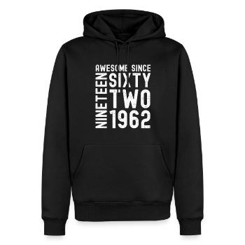 Génial depuis 1962 Année du cadeau d’anniversaire - Sweat à capuche Premium bio Homme - noir - Devant - Nico (187cm)