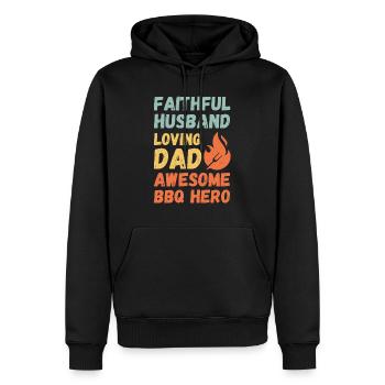 Ehemann Vater Papa Grillmeister BBQ Held Legende - Männer Premium Bio Hoodie - Schwarz - Vorne - Nico (187cm)