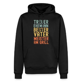 Ehemann Vater Papa Grillmeister BBQ Held Legende - Männer Premium Bio Hoodie - Schwarz - Vorne - Nico (187cm)