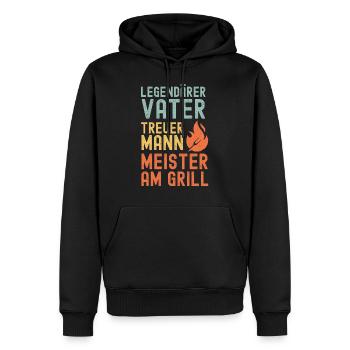 Ehemann Vater Papa Grillmeister BBQ Held Legende - Männer Premium Bio Hoodie - Schwarz - Vorne - Nico (187cm)