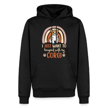 Doux gallois Corgi puppy lover kawaii - Sweat à capuche Premium bio Homme - noir - Devant - Nico (187cm)