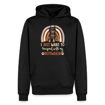 Doux Rottweiler amateur kawaii - Sweat à capuche Premium bio Homme - noir - Devant - Nico (187cm)