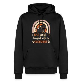 Mignon teckel Chiot Kawaii - Sweat à capuche Premium bio Homme - noir - Devant - Nico (187cm)