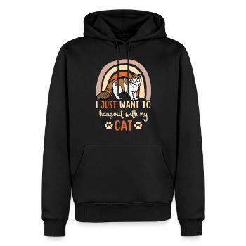 Mignon chat américain Curl - Sweat à capuche Premium bio Homme - noir - Devant - Nico (187cm)