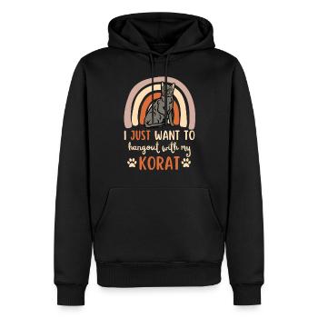 Mignon Korat Cat - Sweat à capuche Premium bio Homme - noir - Devant - Nico (187cm)
