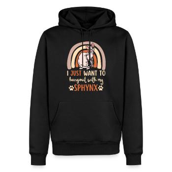 Mignon chat Sphynx - Sweat à capuche Premium bio Homme - noir - Devant - Nico (187cm)
