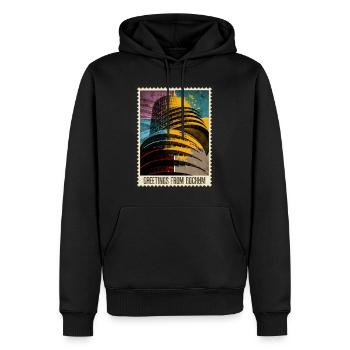Bochum Deutschland Stadt Skyline Briefmarke Bunt - Männer Premium Bio Hoodie - Schwarz - Vorne - Nico (187cm)
