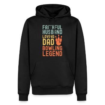 Ehemann Vater Bowling Legende Retro Vintage - Männer Premium Bio Hoodie - Schwarz - Vorne - Nico (187cm)