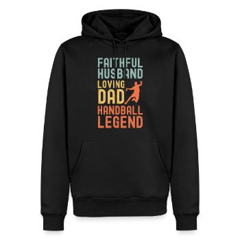 Ehemann Vater Handball Legende Retro Vintage - Männer Premium Bio Hoodie - Schwarz - Vorne - Nico (187cm)