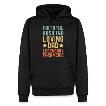 Mari Père Urgence Paramédical rétro vintage - Sweat à capuche Premium bio Homme - noir - Devant - Nico (187cm)