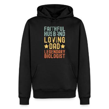 Husband Father Biologist Legend Retro Vintage - Men’s Premium Organic Hoodie - black - Front - Nico (187cm)