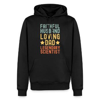 Mari Père Scientifique légendaire - Sweat à capuche Premium bio Homme - noir - Devant - Nico (187cm)