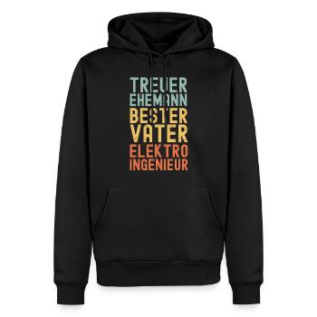 Ehemann Vater Elektroingenieur Retro Vintage - Männer Premium Bio Hoodie - Schwarz - Vorne - Nico (187cm)
