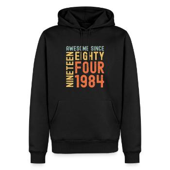 Génial depuis 1984 Année du cadeau d’anniversaire - Sweat à capuche Premium bio Homme - noir - Devant - Nico (187cm)