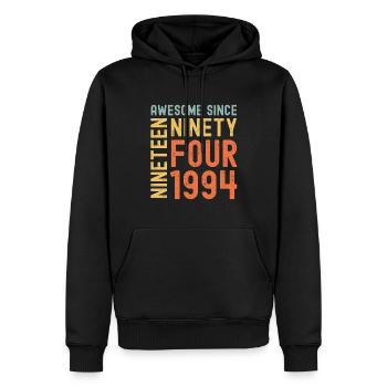 Génial depuis 1994 Année du cadeau d’anniversaire - Sweat à capuche Premium bio Homme - noir - Devant - Nico (187cm)