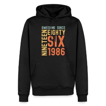 Génial depuis 1986 Année du cadeau d’anniversaire - Sweat à capuche Premium bio Homme - noir - Devant - Nico (187cm)