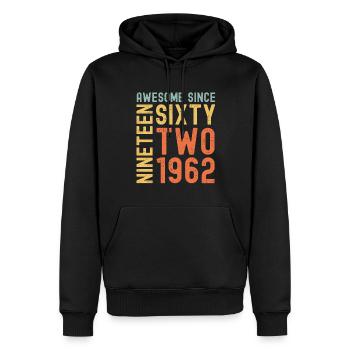 Génial depuis 1962 Année du cadeau d’anniversaire - Sweat à capuche Premium bio Homme - noir - Devant - Nico (187cm)