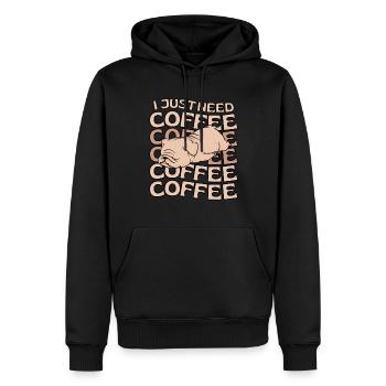 Bulldog Coffee Cafe kawaii - Sweat à capuche Premium bio Homme - noir - Devant - Nico (187cm)