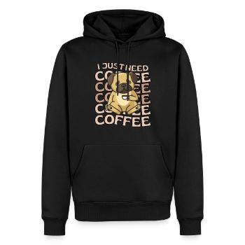 Süßer Mops Kaffee Hund Cafe kawaii - Männer Premium Bio Hoodie - Schwarz - Vorne - Nico (187cm)