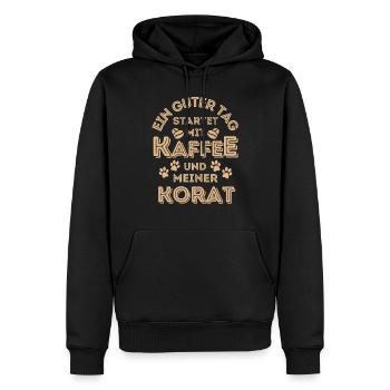 Korat Katze Kaffee Cafe - Männer Premium Bio Hoodie - Schwarz - Vorne - Nico (187cm)