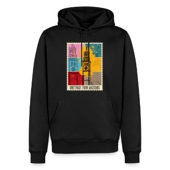 Augsbourg Allemagne Ville Skyline Timbre Poste Coloré - Sweat à capuche Premium bio Homme - noir - Devant - Nico (187cm)