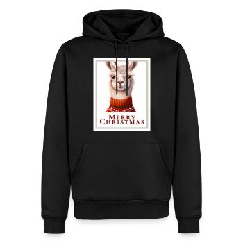 Portrait d’un lama mignon dans un Noël. - Sweat à capuche Premium bio Homme - noir - Devant - Nico (187cm)