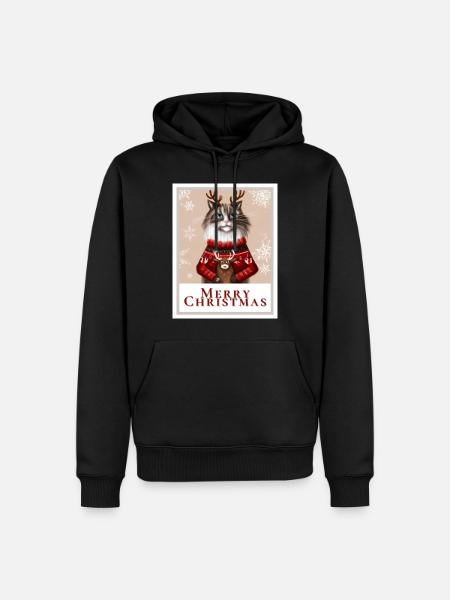 Christmas Siberian cat - Men’s Premium Organic Hoodie - black