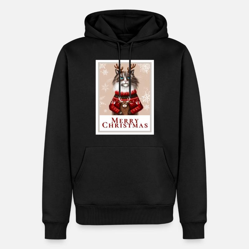Chat sibérien de Noël - Sweat à capuche Premium bio Homme - noir