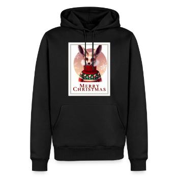 Portrait d’un mignon renard Fennec dans un Noël - Sweat à capuche Premium bio Homme - noir - Devant - Nico (187cm)