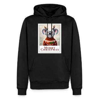 Portrait d’un koala heureux à Noël - Sweat à capuche Premium bio Homme - noir - Devant - Nico (187cm)
