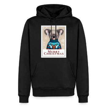 Portrait d’un koala dans un pull de Noël. - Sweat à capuche Premium bio Homme - noir - Devant - Nico (187cm)
