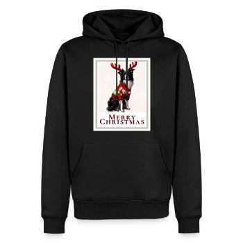 Border Collie Dog in a Christmas Sweater - Men’s Premium Organic Hoodie - black - Front - Nico (187cm)