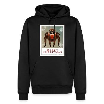 Porträt einer Vogelspinne in einem festlichen Pullover. - Männer Premium Bio Hoodie - Schwarz - Vorne - Nico (187cm)