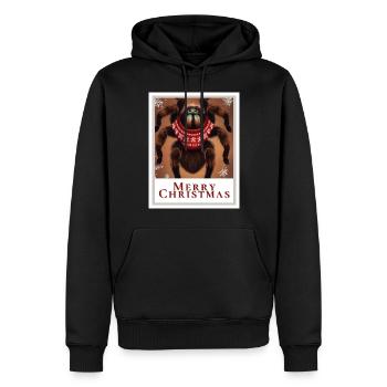 Tarantula with the inscription merry christmas. - Men’s Premium Organic Hoodie - black - Front - Nico (187cm)
