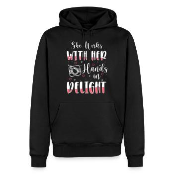 Fotograf Fotografin Spiegelreflex Motiv - Männer Premium Bio Hoodie - Schwarz - Vorne - Nico (187cm)