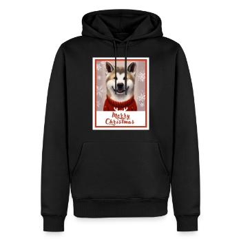 Charmant chien Akita dans un pull de Noël. - Sweat à capuche Premium bio Homme - noir - Devant - Nico (187cm)