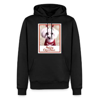 Chien maltais dans un pull de Noël rouge. - Sweat à capuche Premium bio Homme - noir - Devant - Nico (187cm)