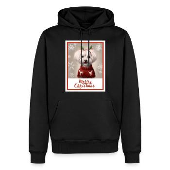 Doux chien maltais dans un pull de Noël rouge. - Sweat à capuche Premium bio Homme - noir - Devant - Nico (187cm)
