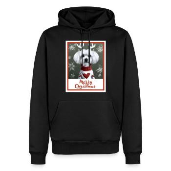 Süßer Malteserhund im roten Weihnachtspullover. - Männer Premium Bio Hoodie - Schwarz - Vorne - Nico (187cm)