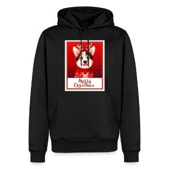 Süßer Hund (Pembroke Corgi) in einer roten Weihnacht. - Männer Premium Bio Hoodie - Schwarz - Vorne - Nico (187cm)