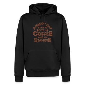 Siam Katze Kaffee Cafe - Männer Premium Bio Hoodie - Schwarz - Vorne - Nico (187cm)