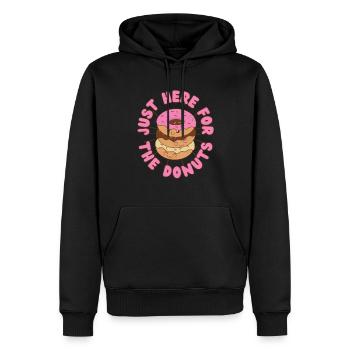 Juste ici pour les beignets Donut kawaii - Sweat à capuche Premium bio Homme - noir - Devant - Nico (187cm)