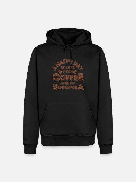 Singapura Cat Coffee Cafe - Men’s Premium Organic Hoodie - black