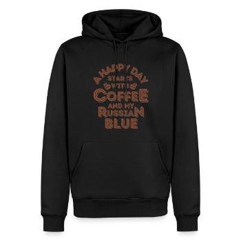 Russisch Blau Katze Kaffee Cafe - Männer Premium Bio Hoodie - Schwarz - Vorne - Nico (187cm)