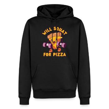 Pizza Kraftsport Squat Fitness Pizza kawaii - Männer Premium Bio Hoodie - Schwarz - Vorne - Nico (187cm)