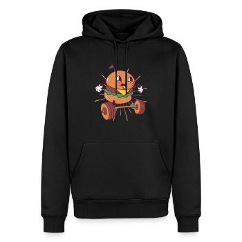 Burger Musculation Squat Fitness Burger kawaii - Sweat à capuche Premium bio Homme - noir - Devant - Nico (187cm)